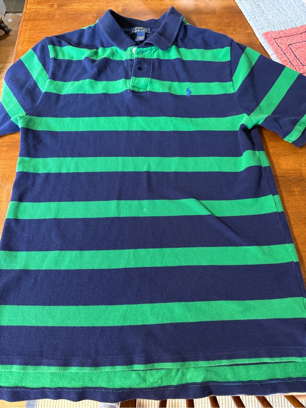 Polo by Ralph Lauren Navy & Green Striped Polo Shirt